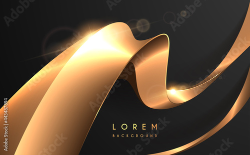 Abstract golden waved shape on black background