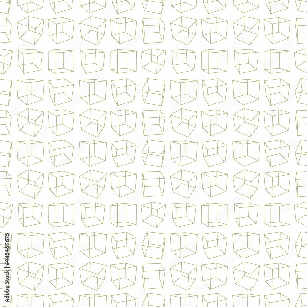 Seamless Olive Green Cube Background Pattern