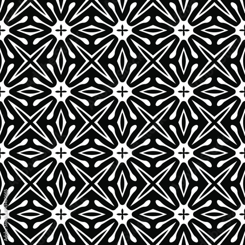  floral seamless pattern background.Geometric ornament for wallpapers and backgrounds. Black and white pattern. 