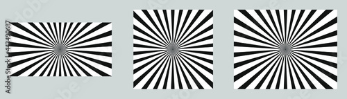 Black and white Sunburst Pattern. Vintage Sun burst Black and White, Vector set Template.