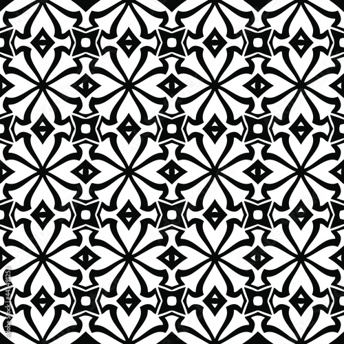 floral seamless pattern background.Geometric ornament for wallpapers and backgrounds. Black and white   pattern.  