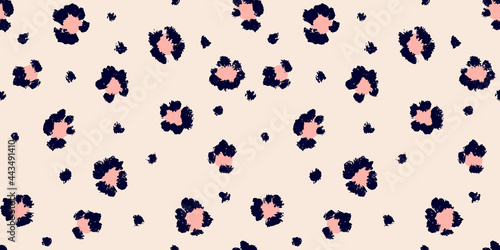 Leopard seamless pattern with brush stroke texture. Fashion stylish natural background. Vector animal skin print.