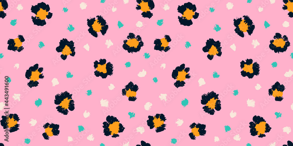 Leopard seamless pattern with brush stroke texture. Fashion stylish natural background. Vector animal skin print. Leopard seamless pattern with brush stroke texture. Fashion stylish natural background. Vector animal skin print.