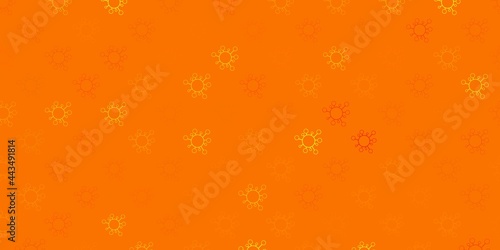 Dark green, yellow vector backdrop with virus symbols.