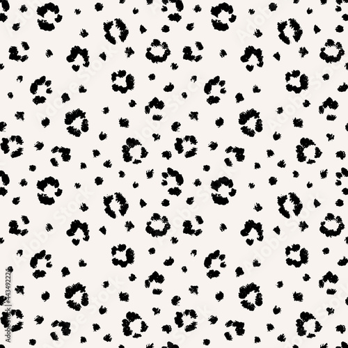 Leopard seamless pattern with brush stroke texture. Fashion stylish natural background. Vector animal skin print.