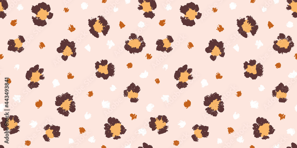 Leopard seamless pattern with brush stroke texture. Fashion stylish natural background. Vector animal skin print. Leopard seamless pattern with brush stroke texture. Fashion stylish natural background. Vector animal skin print.