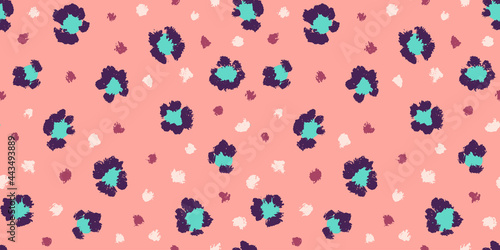 Leopard seamless pattern with brush stroke texture. Fashion stylish natural background. Vector animal skin print.