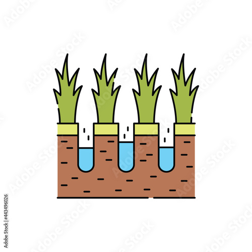 Lawn aeration olor line icon. Garden service.