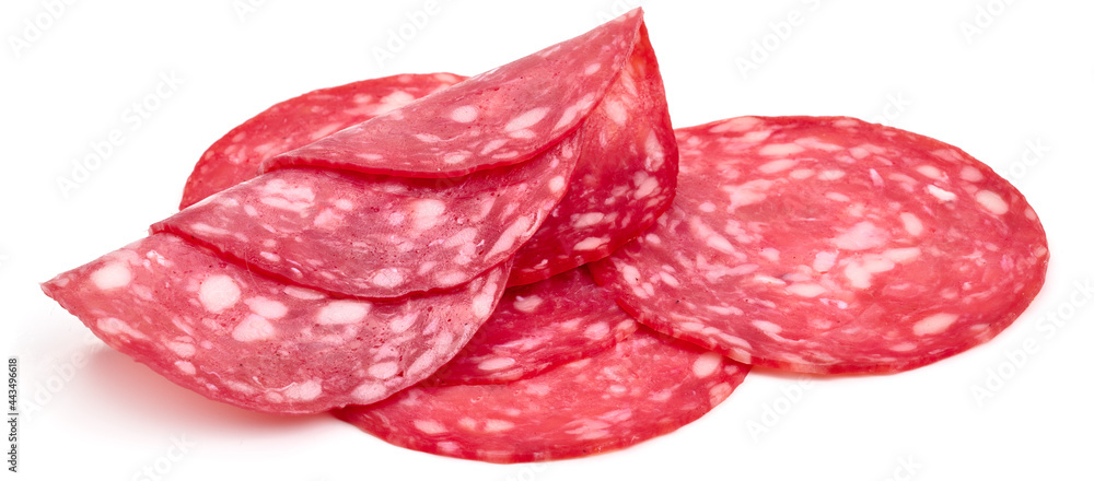 Salami sausage, isolated on white background. High resolution image. Salami sausage, isolated on white background. High resolution image.