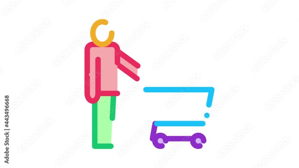Customer Cart Icon Animation. color Customer Cart animated icon on white background Customer Cart Icon Animation. color Customer Cart animated icon on white background