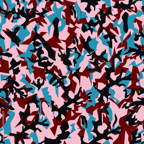 seamless abstract pattern in the form of camouflage for prints on fabrics, packaging, clothing, ceramics, notebook covers, frames, as well as for interior design and facades