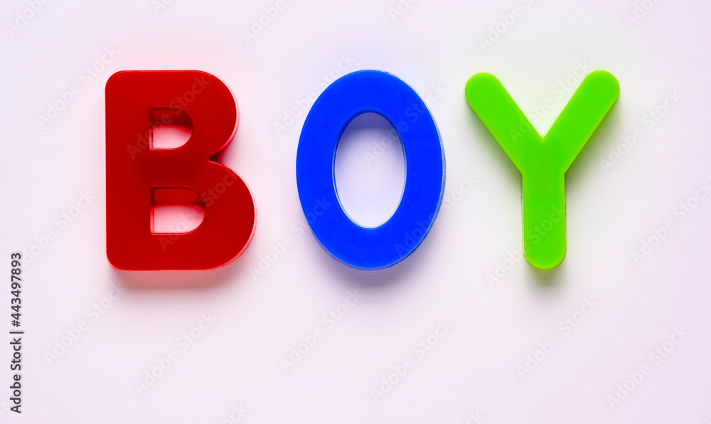 Plastic letters spelling BOY Plastic letters spelling BOY