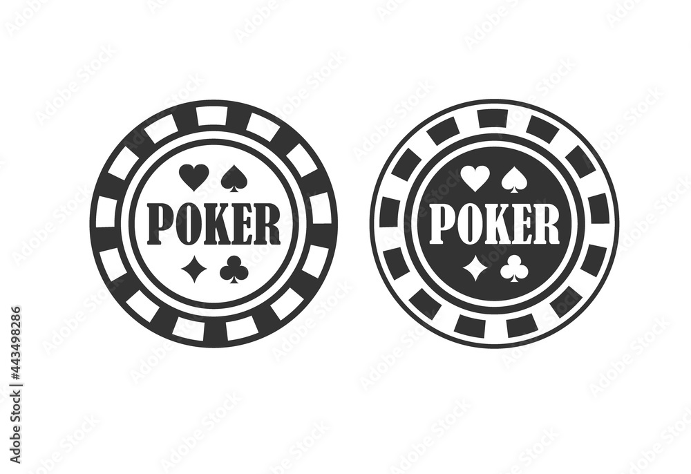 Fototapeta premium Poker Chip Queen, Texas Holdem, Clubs Playing Card, Gambling, Casino Betting. Design Logo Template. Poker Chip. Poker Chip. Poker Chip