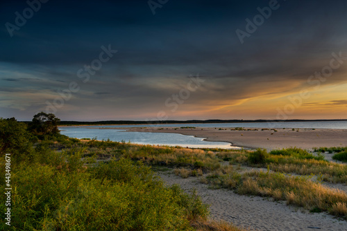 Beautiful see landscape without people  long exposure with clouds  panorama  Baltic See