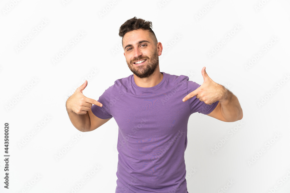 Caucasian man isolated on white background proud and self-satisfied Caucasian man isolated on white background proud and self-satisfied