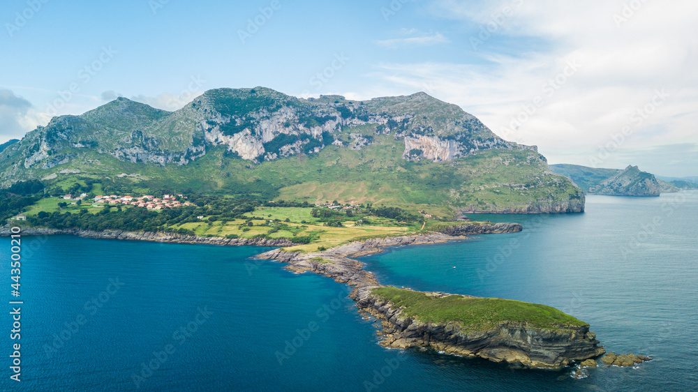 Fototapeta premium aerial view of sonabia coastline in cantabria, Spain