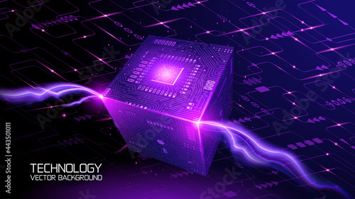 Computer microprocessor and microchips. Binary code, artificial intelligence and the Internet. Global communication system and digital world. Modern technologies. Supercomputer matrix. Blue abstract v