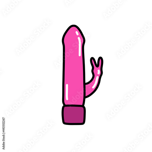 vibrator sex toy doodle icon, vector color line illustration