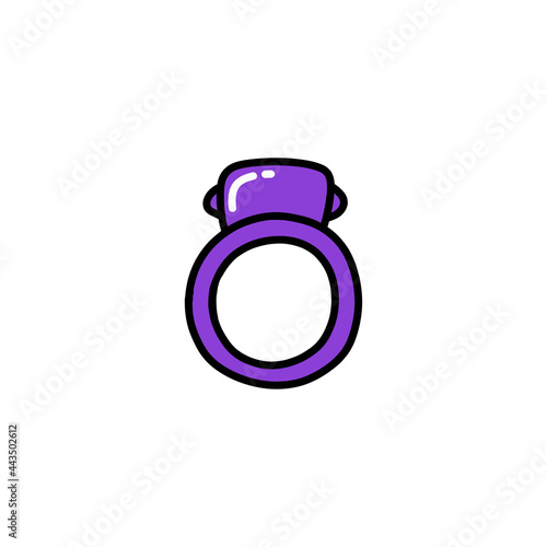 vibrating ring sex toy doodle icon, vector color line illustration