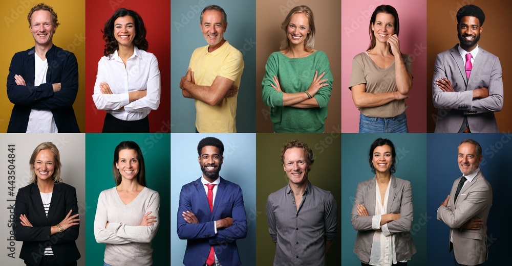 Obraz premium Group of beautiful people in front of a background