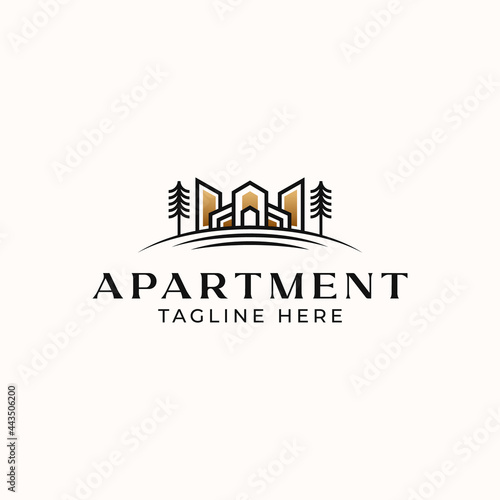 Real Estate Building Logo Template Isolated in White Background. Vector Illustration
