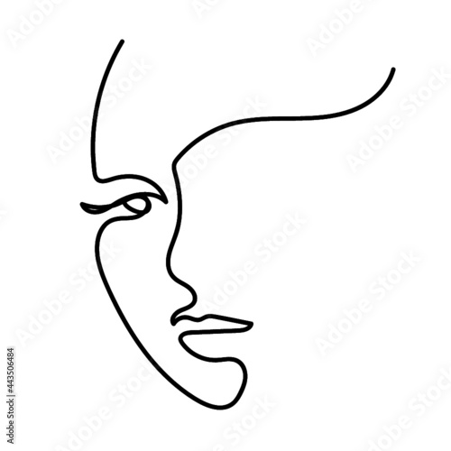 Line portrait of a beautiful woman. Vector. Minimalism, graphic design, shirt, tattoo, abstract
