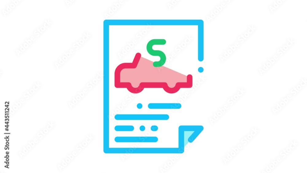 Car Buy Document Icon Animation. color Car Buy Document animated icon on white background Car Buy Document Icon Animation. color Car Buy Document animated icon on white background