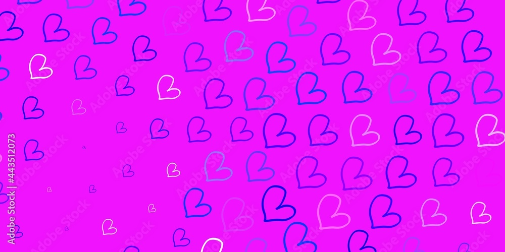 Light Pink, Blue vector background with Shining hearts. Light Pink, Blue vector background with Shining hearts.