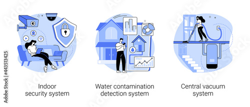 Home comfort and security abstract concept vector illustrations.