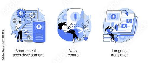 Voice assistant abstract concept vector illustrations.