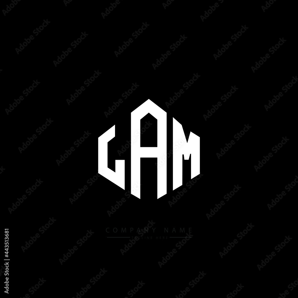 LAM letter logo design with polygon shape. LAM polygon logo monogram. LAM cube logo design. LAM hexagon vector logo template white and black colors. LAM monogram, LAM business and real estate logo. 