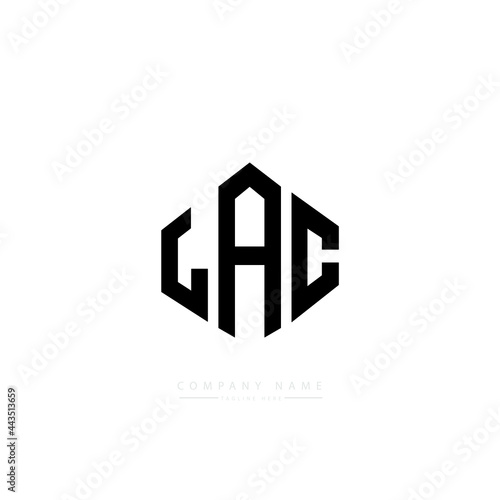 LAC letter logo design with polygon shape. LAC polygon logo monogram. LAC cube logo design. LAC hexagon vector logo template white and black colors. LAC monogram, LAC business and real estate logo. 