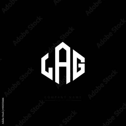 LAG letter logo design with polygon shape. LAG polygon logo monogram. LAG cube logo design. LAG hexagon vector logo template white and black colors. LAG monogram, LAG business and real estate logo. 