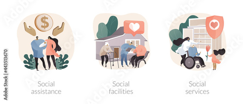 Social work abstract concept vector illustrations.