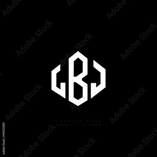 LBJ letter logo design with polygon shape. LBJ polygon logo monogram. LBJ cube logo design. LBJ hexagon vector logo template white and black colors. LBJ monogram, LBJ business and real estate logo. 