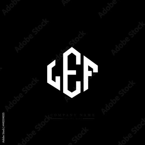LEF letter logo design with polygon shape. LEF polygon logo monogram. LEF cube logo design. LEF hexagon vector logo template white and black colors. LEF monogram, LEF business and real estate logo. 