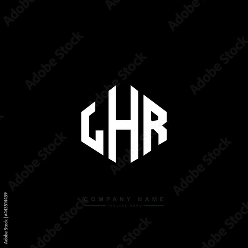 LHR letter logo design with polygon shape. LHR polygon logo monogram. LHR cube logo design. LHR hexagon vector logo template white and black colors. LHR monogram, LHR business and real estate logo.  photo
