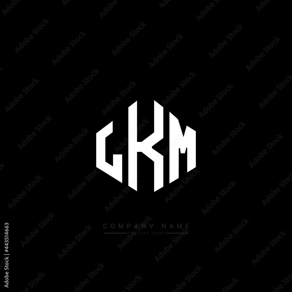 LKM letter logo design with polygon shape. LKM polygon logo monogram. LKM cube logo design. LKM