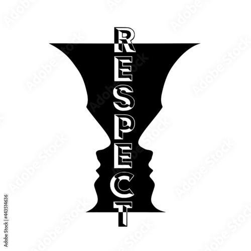 transparent silhouettes of heads with the word respect.
