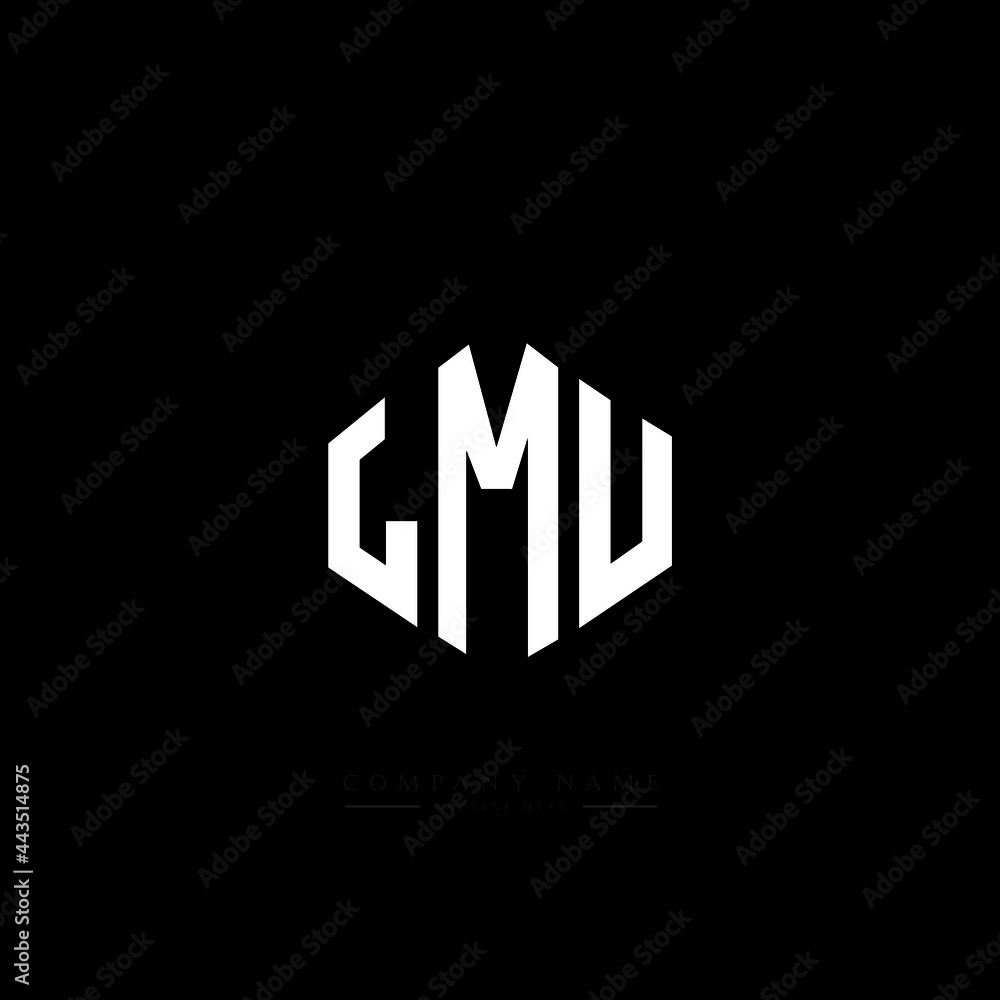 LMU letter logo design with polygon shape. LMU polygon logo monogram. LMU cube logo design. LMU hexagon vector logo template white and black colors. LMU monogram, LMU business and real estate logo. 