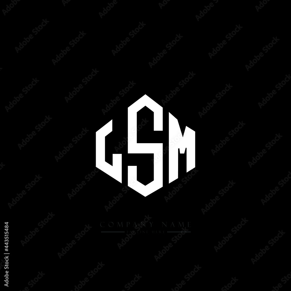 LSM letter logo design with polygon shape. LSM polygon logo monogram. LSM cube logo design. LSM hexagon vector logo template white and black colors. LSM monogram, LSM business and real estate logo. 