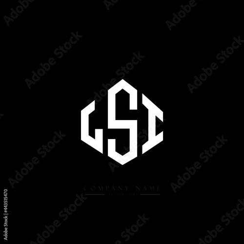 LSI letter logo design with polygon shape. LSI polygon logo monogram. LSI cube logo design. LSI hexagon vector logo template white and black colors. LSI monogram, LSI business and real estate logo.  photo