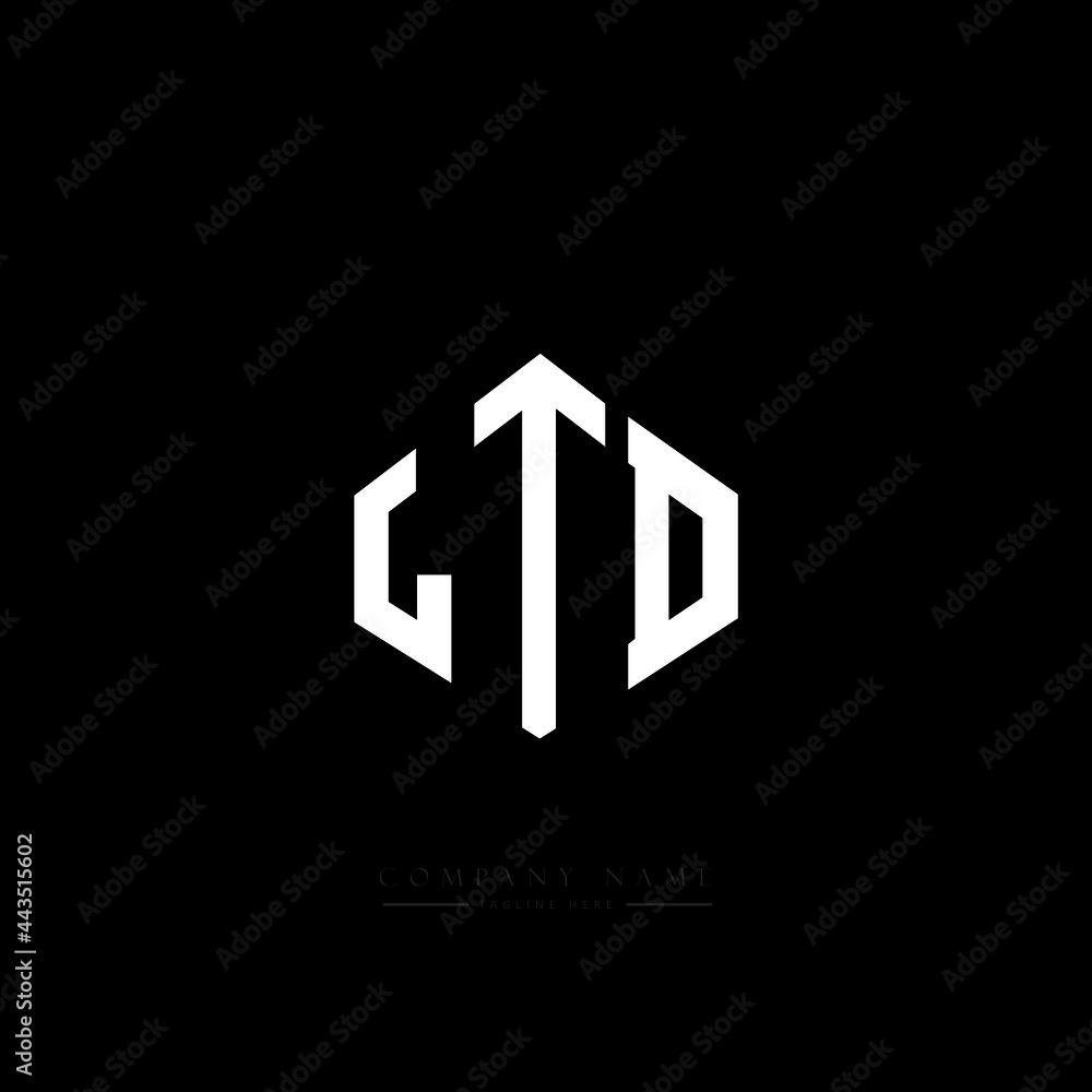 LTD letter logo design with polygon shape. LTD polygon logo monogram. LTD cube logo design. LTD hexagon vector logo template white and black colors. LTD monogram, LTD business and real estate logo. 