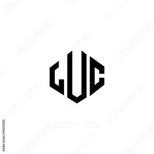 LUC letter logo design with polygon shape. LUC polygon logo monogram. LUC cube logo design. LUC hexagon vector logo template white and black colors. LUC monogram, LUC business and real estate logo.  photo