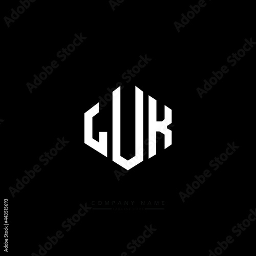 LUK letter logo design with polygon shape. LUK polygon logo monogram. LUK cube logo design. LUK hexagon vector logo template white and black colors. LUK monogram, LUK business and real estate logo. 