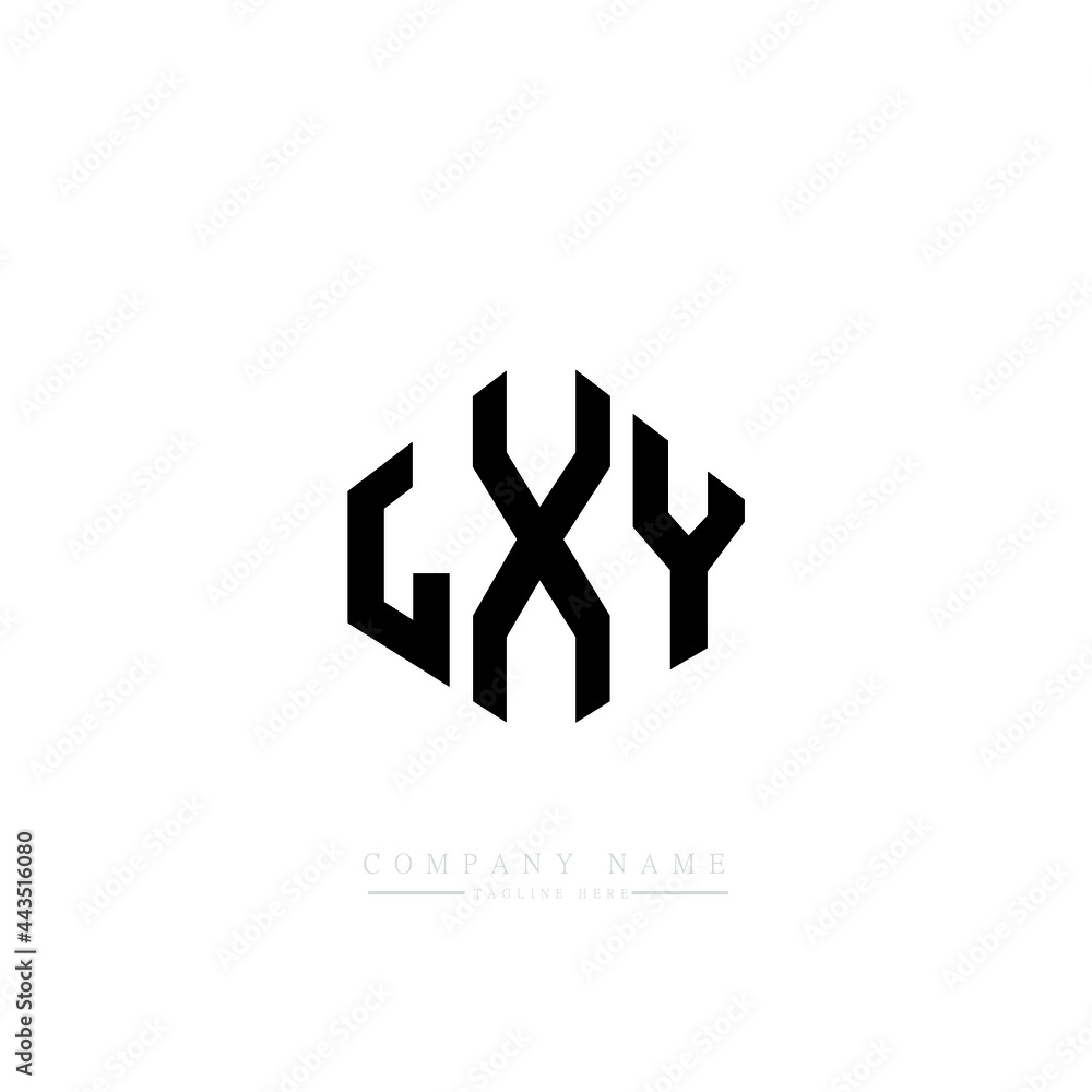 Obraz premium LXY letter logo design with polygon shape. LXY polygon logo monogram. LXY cube logo design. LXY hexagon vector logo template white and black colors. LXY monogram, LXY business and real estate logo. 