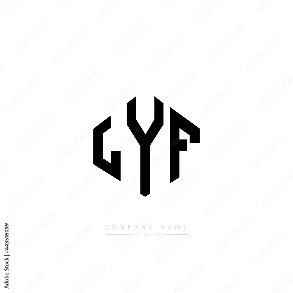 LYF letter logo design with polygon shape. LYF polygon logo monogram. LYF cube logo design. LYF hexagon vector logo template white and black colors. LYF monogram, LYF business and real estate logo. 