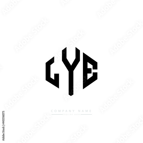 LYE letter logo design with polygon shape. LYE polygon logo monogram. LYE cube logo design. LYE hexagon vector logo template white and black colors. LYE monogram, LYE business and real estate logo. 