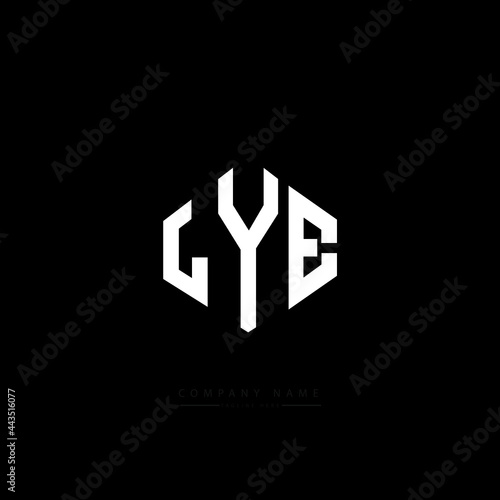LYE letter logo design with polygon shape. LYE polygon logo monogram. LYE cube logo design. LYE hexagon vector logo template white and black colors. LYE monogram, LYE business and real estate logo. 