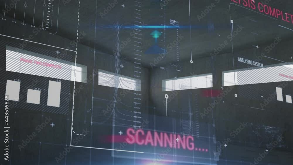 Animation of data processing on black background Animation of data processing on black background